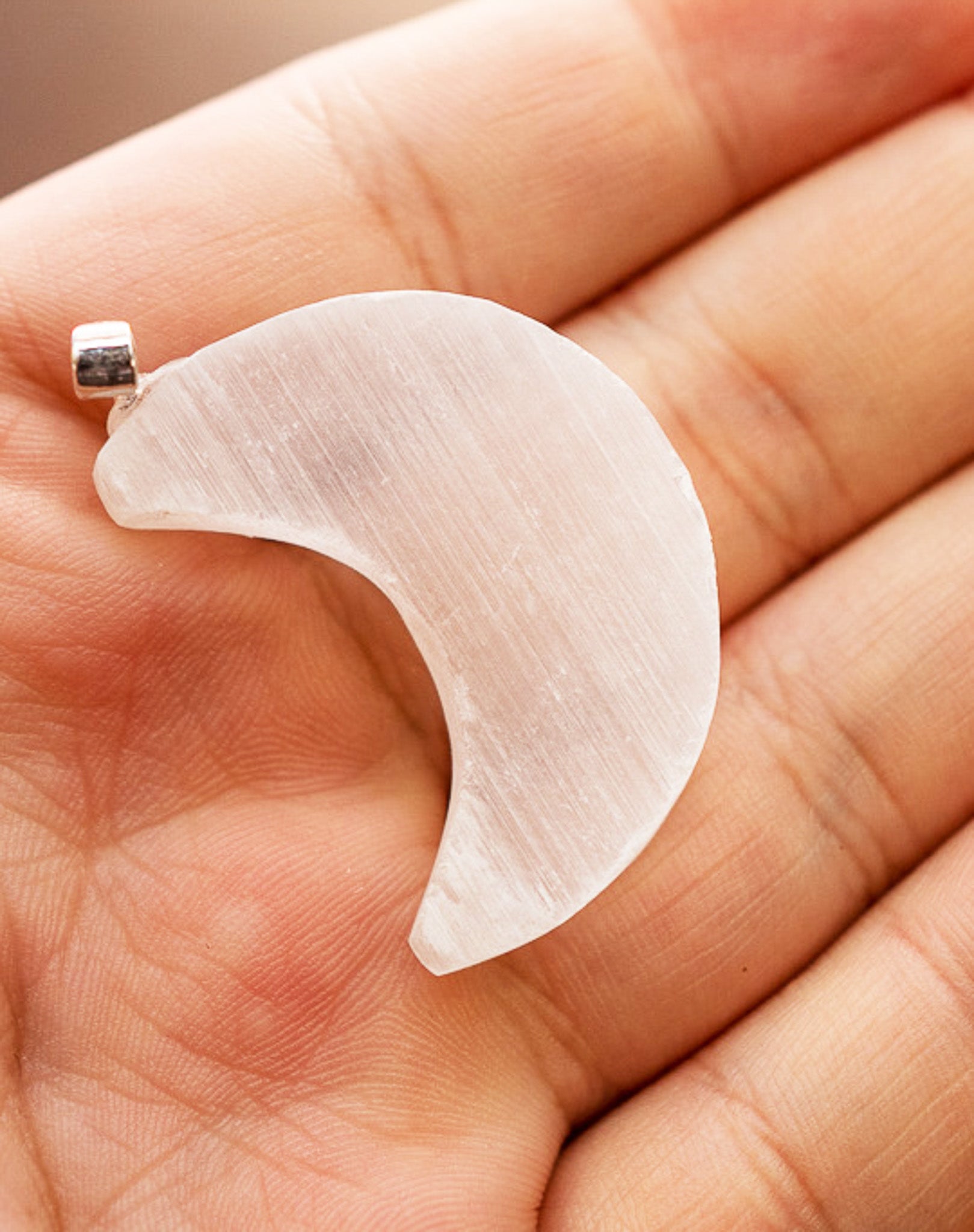 Selenite Moon Pendant