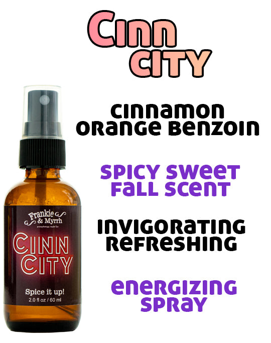 Cinn City aromatherapy spray made with Cinnamon essential oil has a spicy sweet scent, cozy home fragrance, mood booster with warm cinnamon aroma