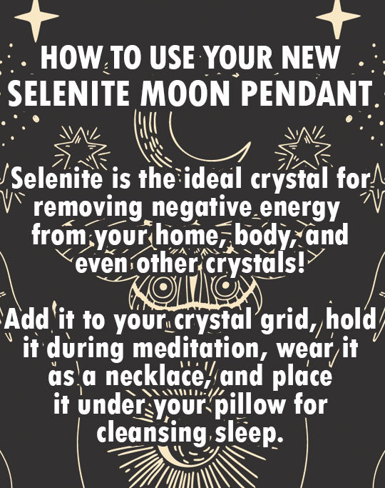 Selenite Moon Pendant