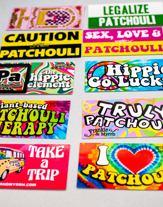 Frankie's Hippie and Patchouli Sticker Pack | Vibrant, Fun, & Quirky Decals for Personalizing Your Gear