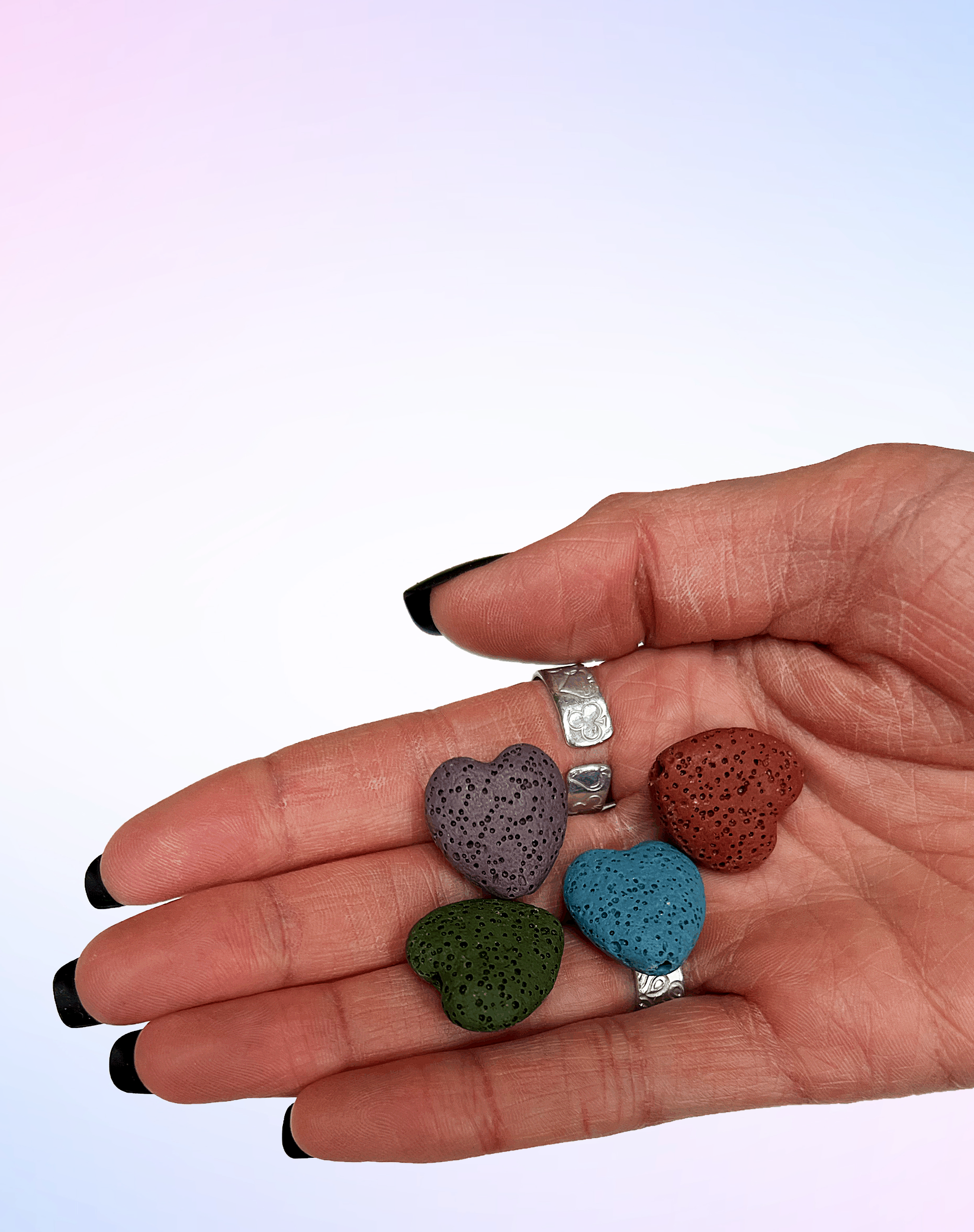 Pack of 5 Lava Stone Heart Portable Diffuser Beads