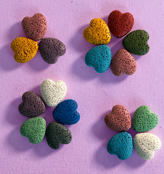 5 Lava Stone Heart Portable Diffuser Beads