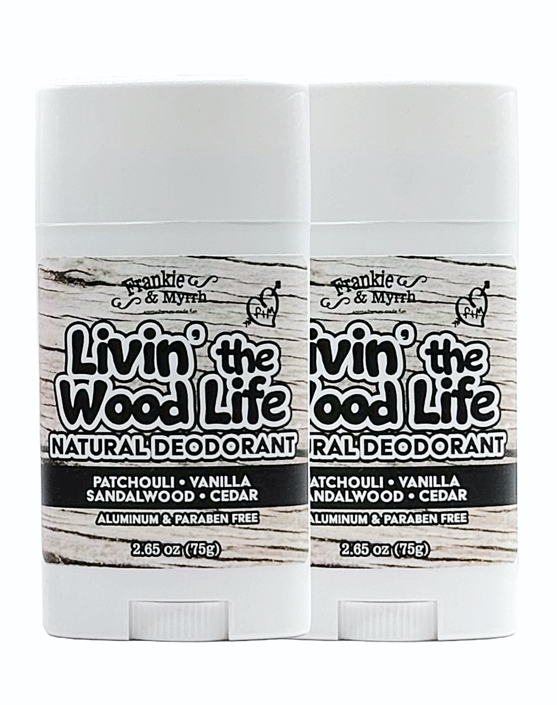 Livin' The Wood Life 2 Pack | Natural Deodorants | Patchouli, Vanilla, Cedar, Sandalwood